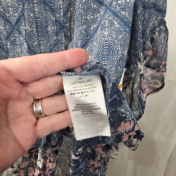 0x 1x 2x 3x Style Co Georgette Pintuck Pink Blue Bell Sleeve Boho Babydoll Top - Picture 9 of 9